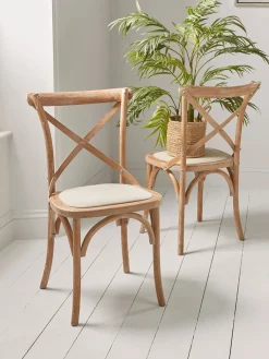 Two Wooden Cross Back Chairs