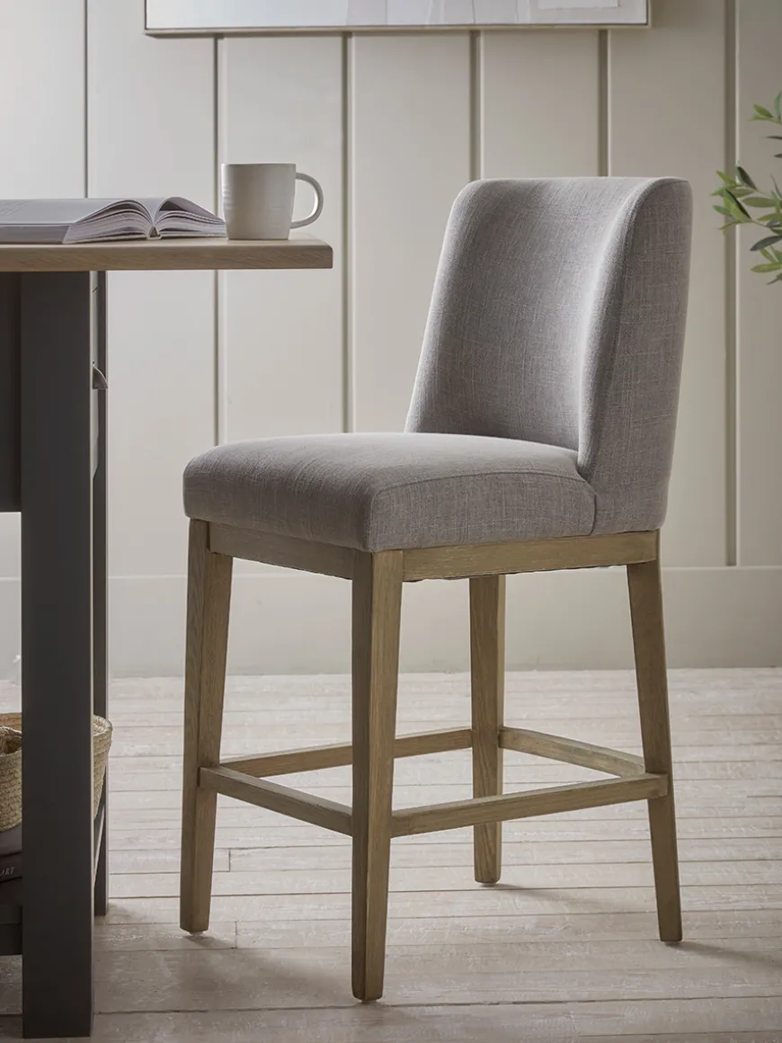 Upholstered Bar Stool - Grey