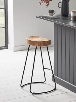 Weathered Oak & Metal Counter Stool