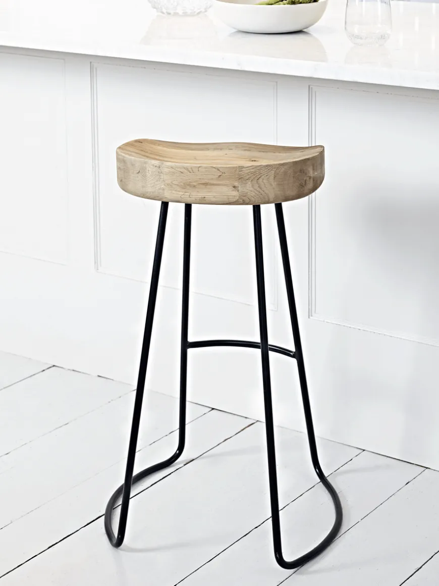Weathered Oak & Metal Stool