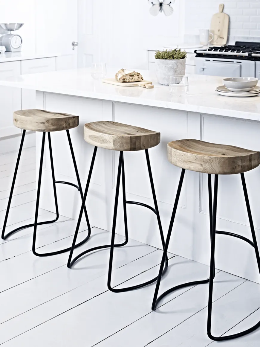 Weathered Oak & Metal Stool