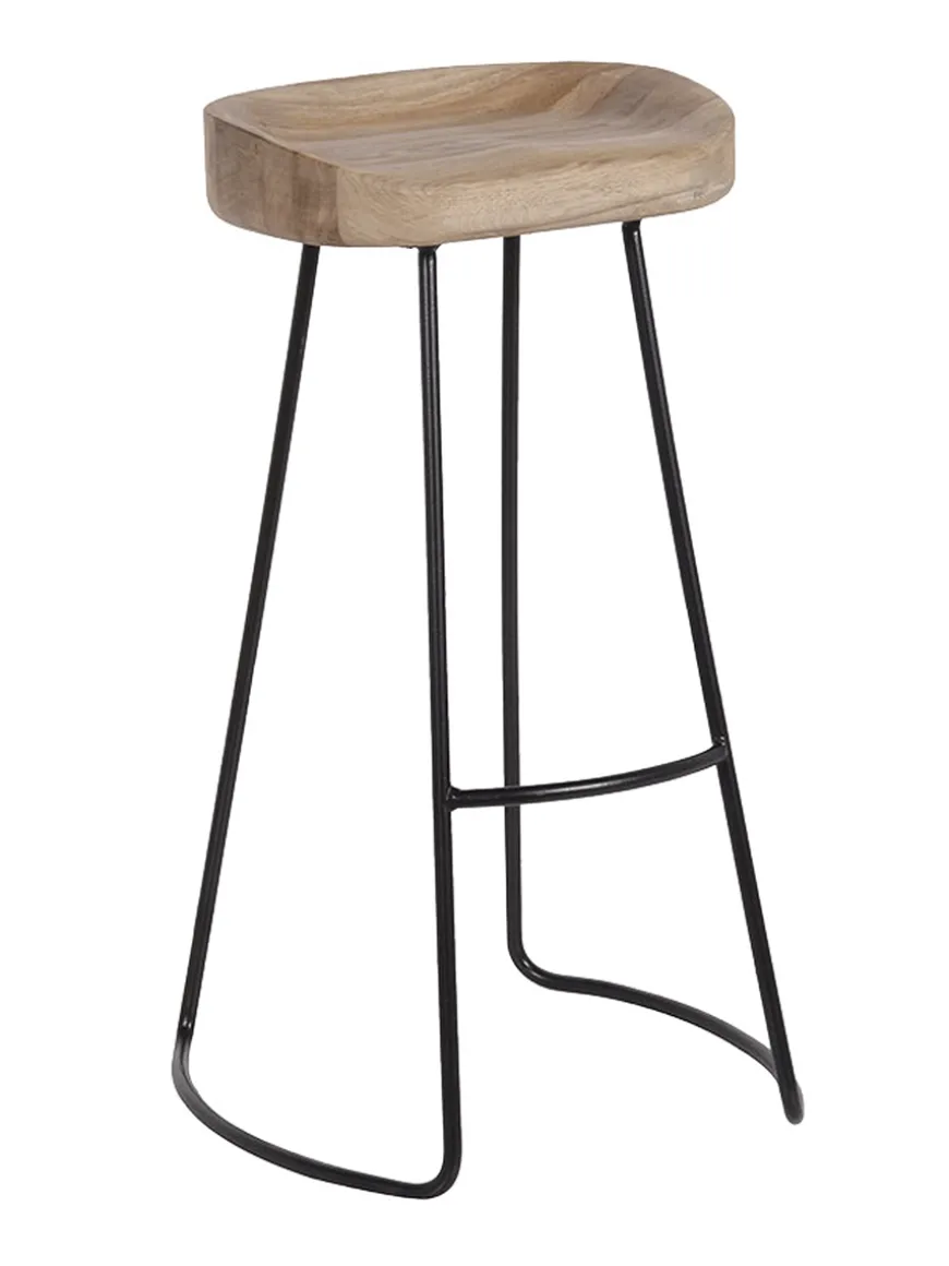 Weathered Oak & Metal Stool