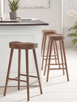 Weathered Oak Counter Stool - Walnut Effect
