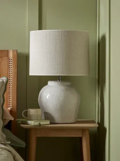 White Glazed Table Lamp - Large