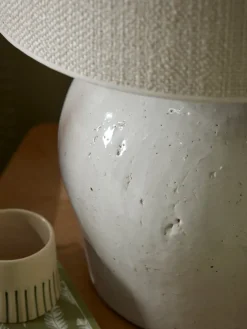 White Glazed Table Lamp - Large
