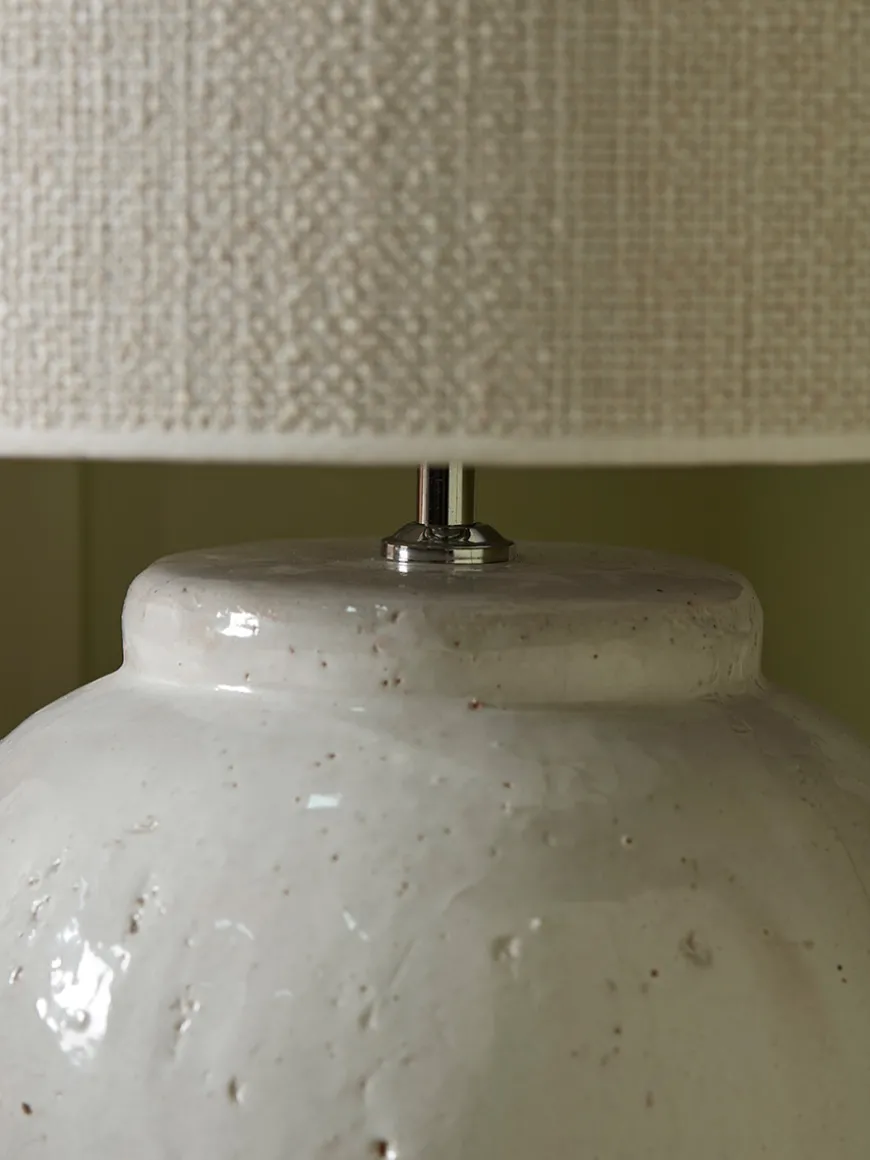 White Glazed Table Lamp - Large
