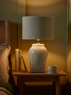 White Glazed Table Lamp - Small