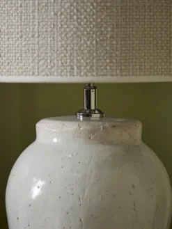 White Glazed Table Lamp - Small