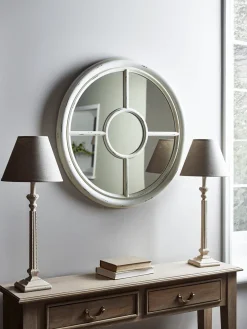 White Round Window Mirror