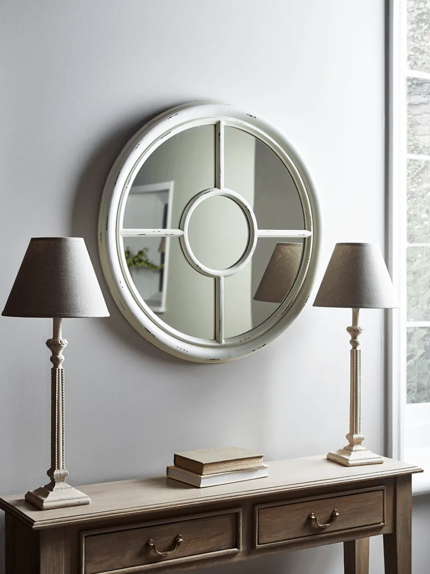 White Round Window Mirror