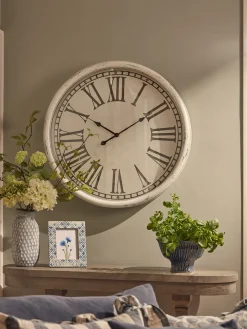 Whitewashed Embossed Clock
