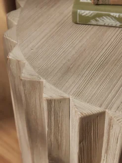 Wooden Ribbed Side Table