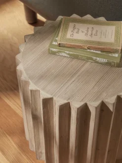 Wooden Ribbed Side Table