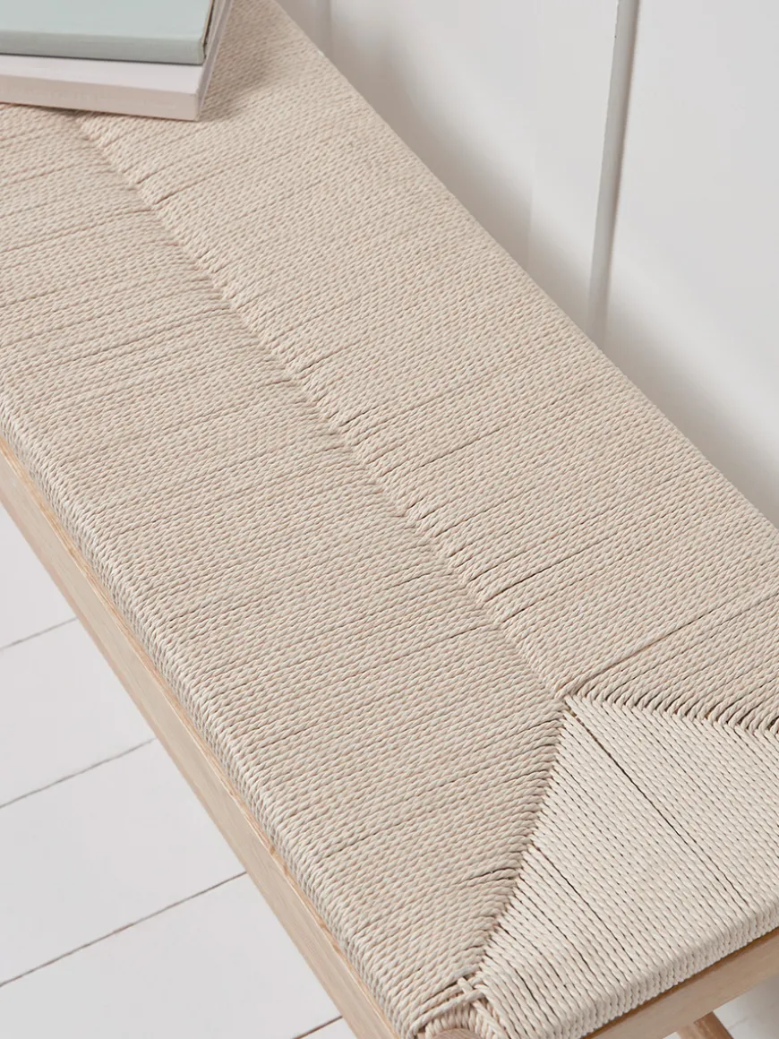 Woven Rope Oak Bench