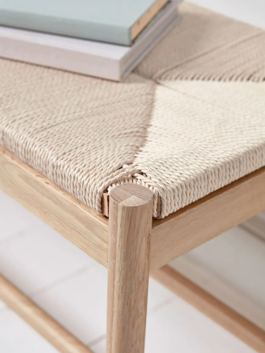 Woven Rope Oak Bench